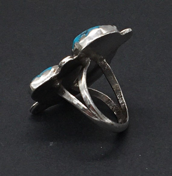 Old Pawn Navajo Turquoise Sterling Silver Ring Si… - image 3