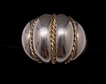 Bague dôme crevette vintage en or 14 carats et crevettes taille 7,5