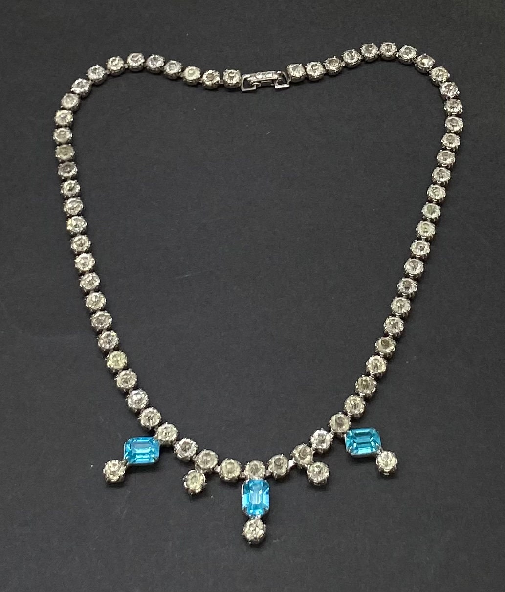Collier Ras De Cou Art Déco Strass - Bijou Ancien Vintage - Occasion (origine France)