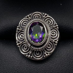 Sterling Silver Mystic Topaz Ring Size 8.5