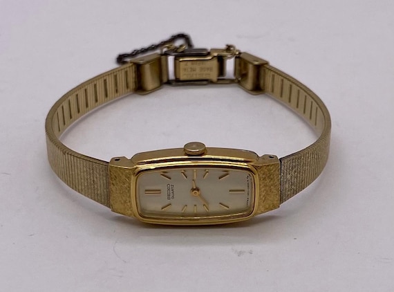 Seiko Gold Plated Vintage Ladies Watch Gold-Tone Dial Hands Markers Vintage Seiko Rivoli Watch 14mm Gold Tone 1F20-5059 Half  main image 4