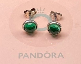 Pandora Sterling Silver Green CZ Stud Earrings