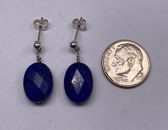 Vintage Sterling Silver Blue Lapis Lazuli Faceted… - image 2