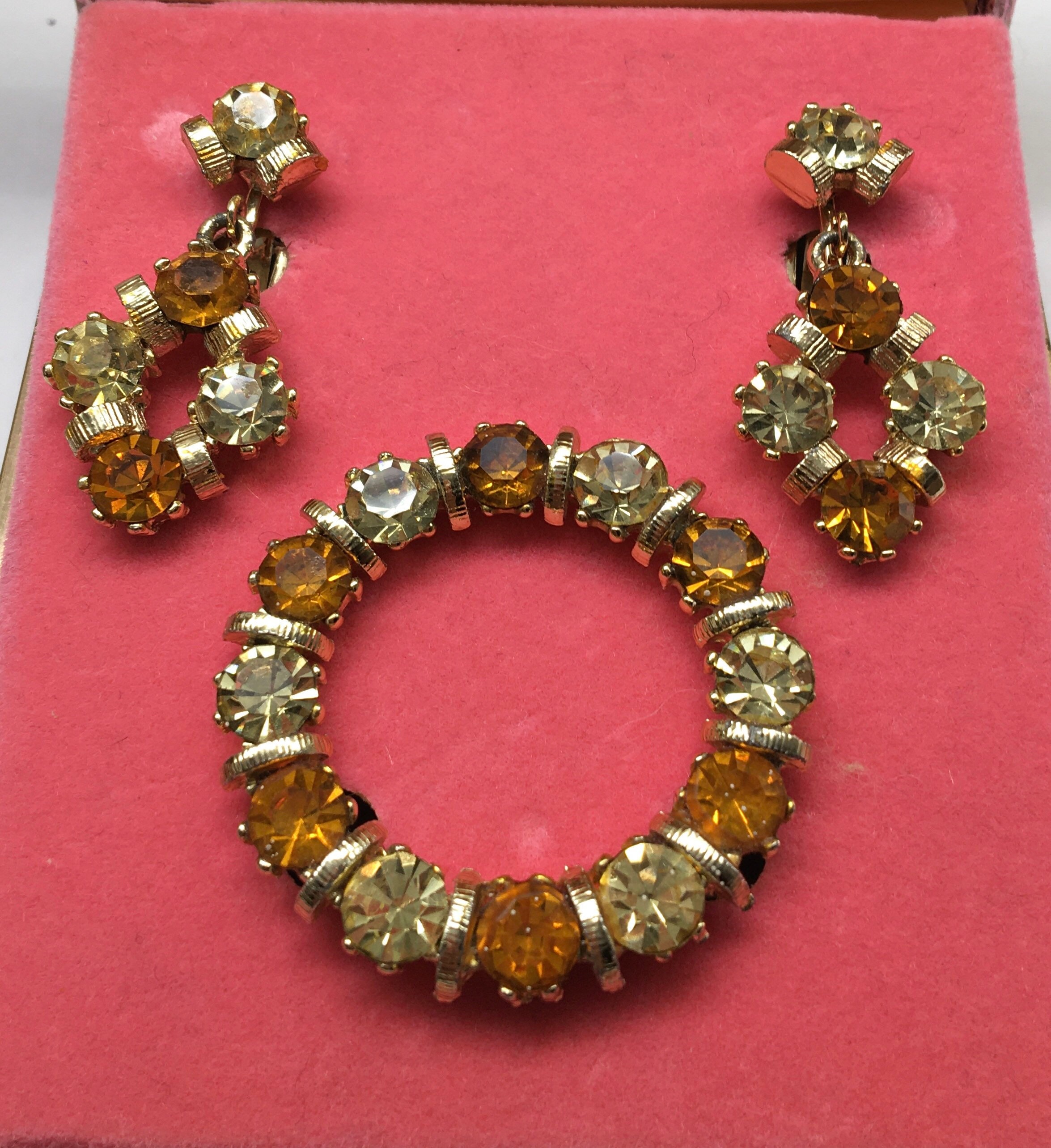 Vintage Camelot Rhinestone Brooch & Earring Set - Etsy