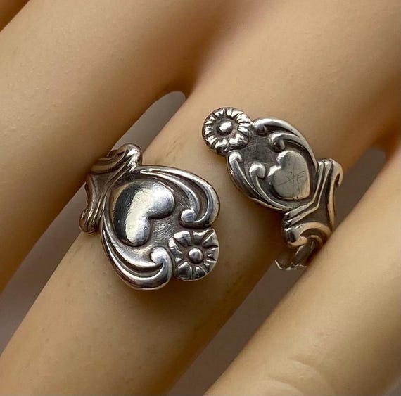 Vintage Avon Sterling Bypass Spoon Ring Size 9 Adjustable