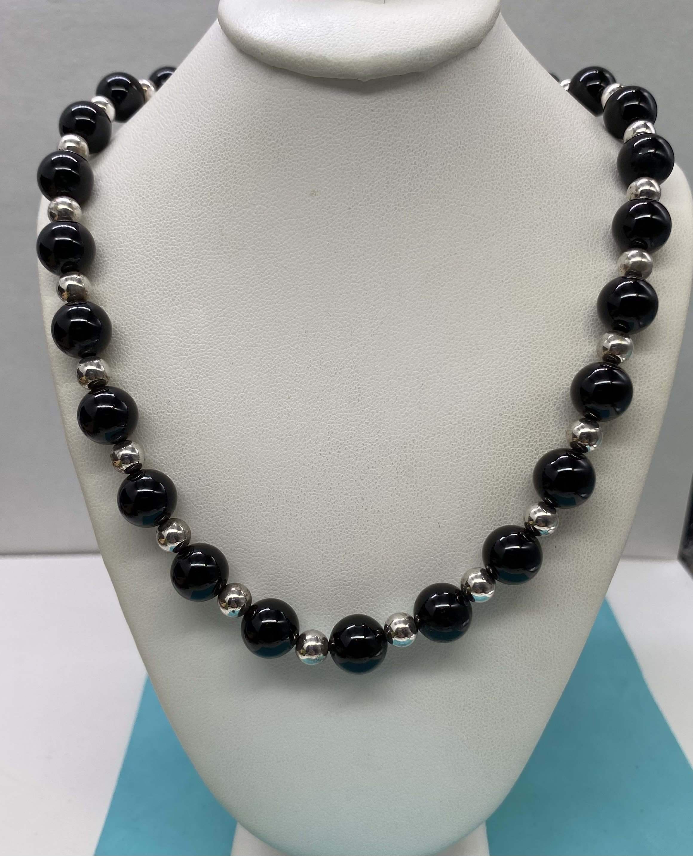 Tiffany & Co 925 Sterling Silver Ball Bead Black Onyx Bead