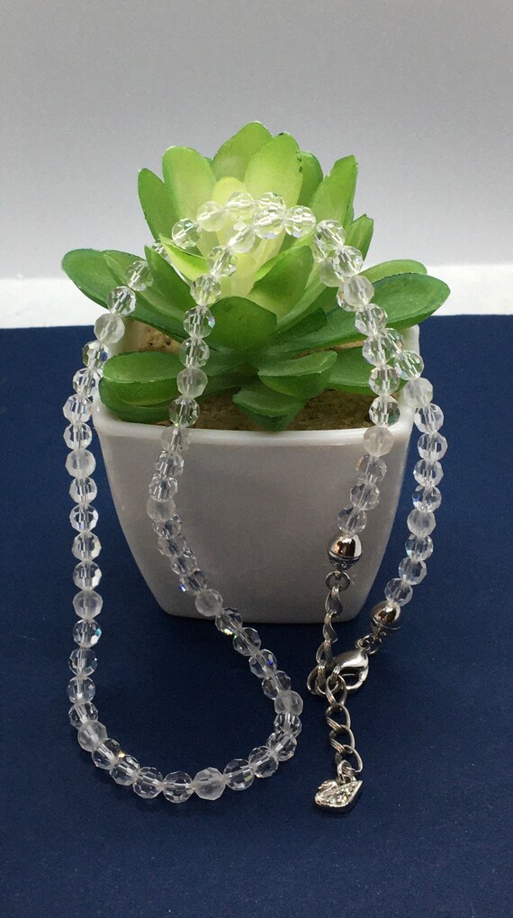 Swan Swarovski Crystal Bead Necklace Gem