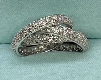 Nadri 925 Sterling Silver Puzzle Ring 3 Interlocking Ring Size 6