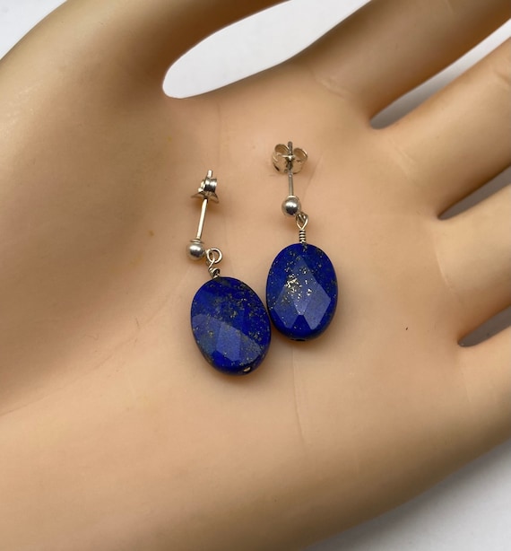 Vintage Sterling Silver Blue Lapis Lazuli Faceted… - image 3