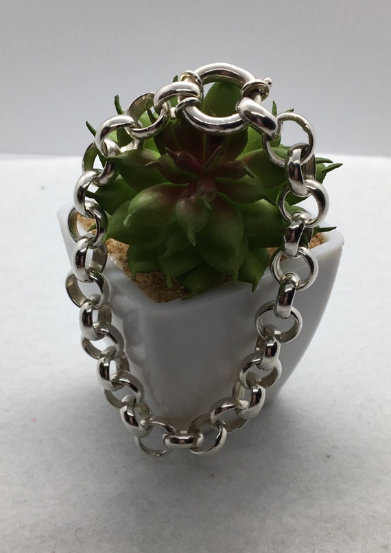 Vintage Jewelry Sterling Silver Chunky Chain Brace