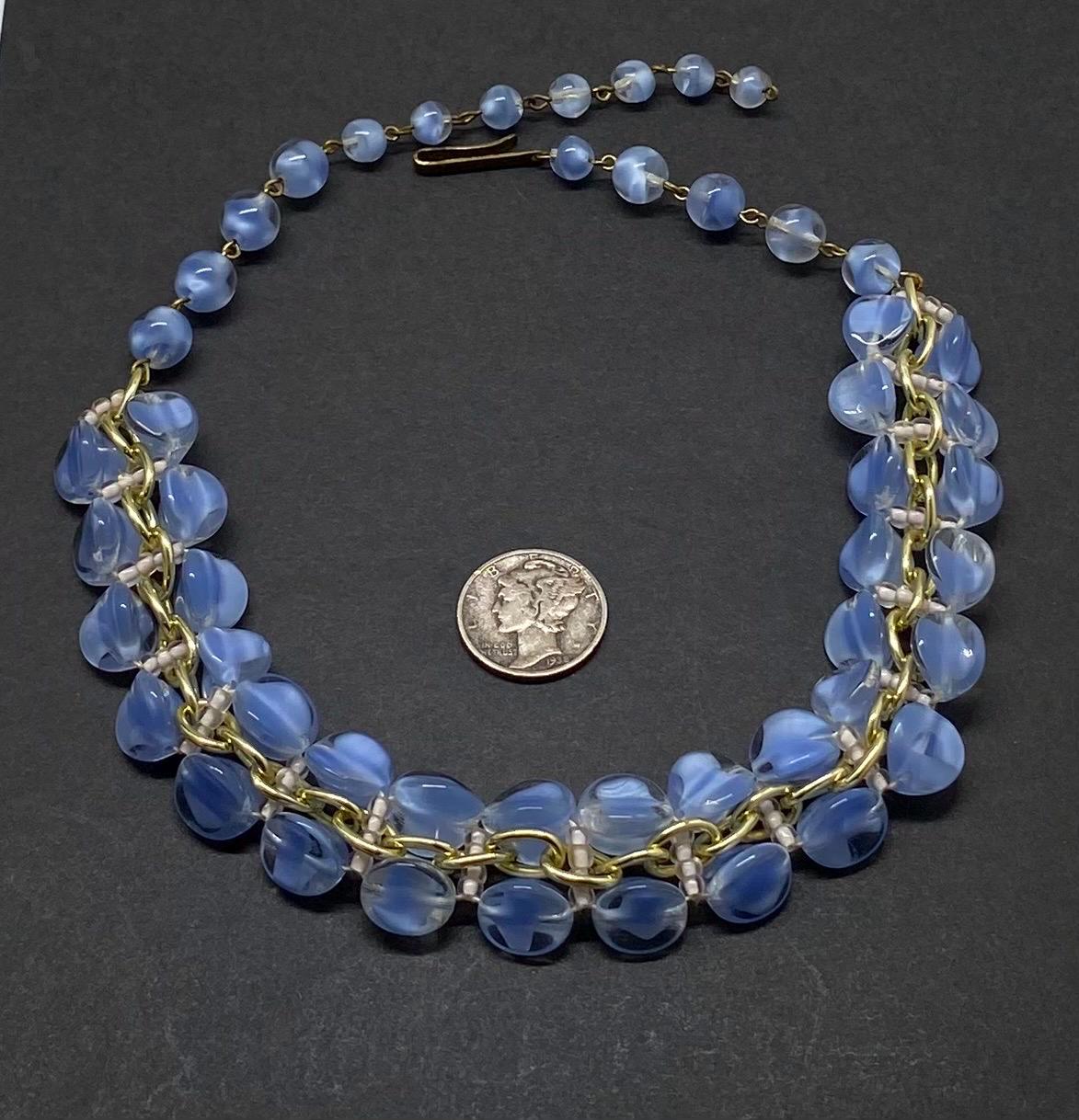 Collier Haute Couture Gripoix - Émail Et Verre - Vintage Années 1950/1960 - Occasion