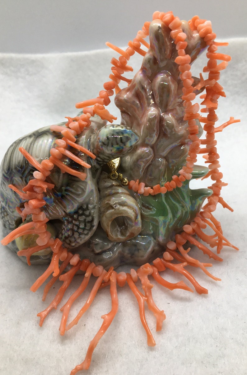 Vintage Natural Coral branch bib necklace Jewelry