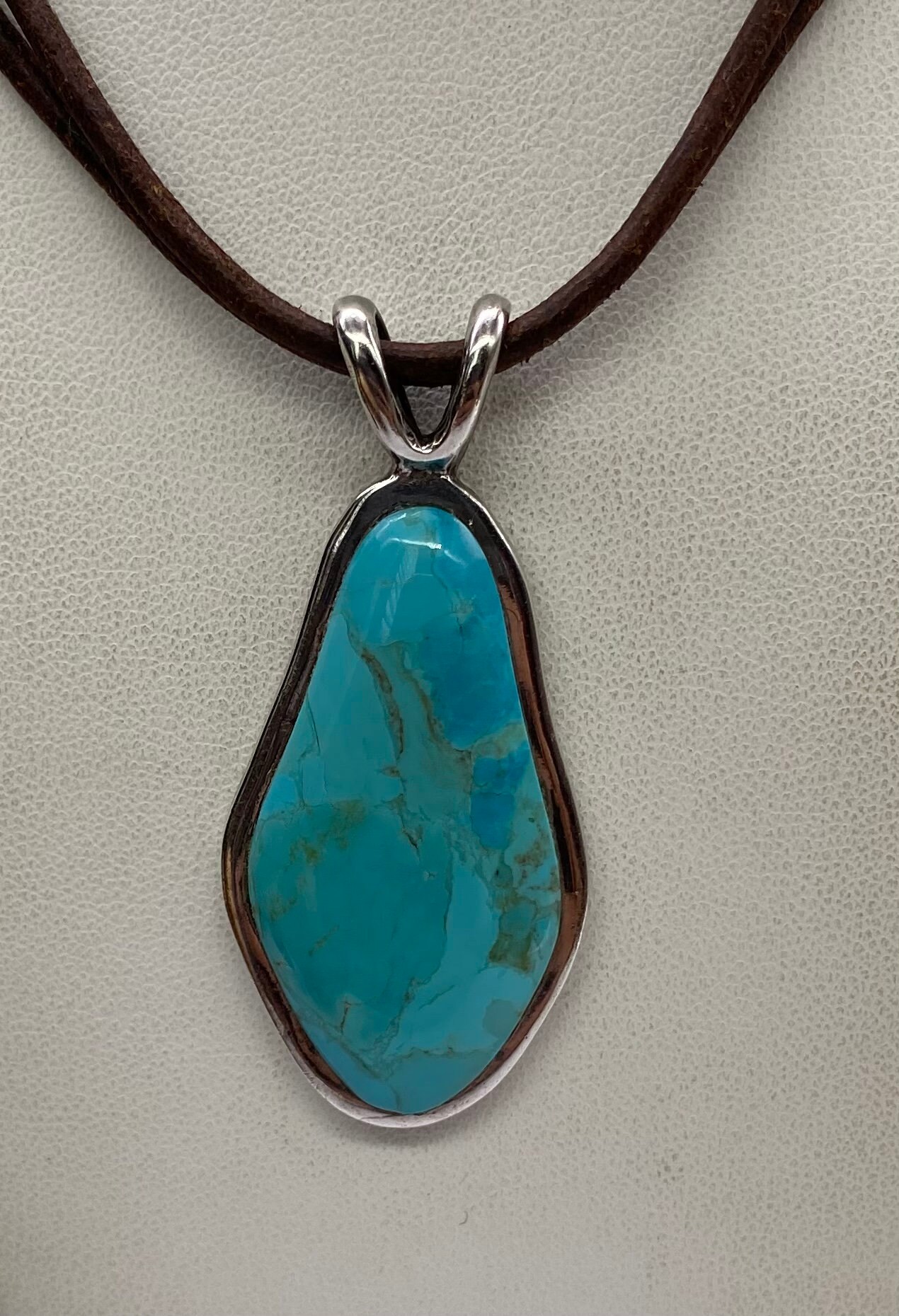 Collier En Argent Sterling Avec Pendentif Turquoise Barse - Occasion - Fabriqué En Thaïlande