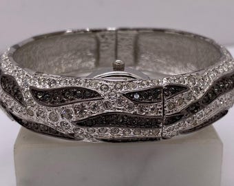 Rare Suzanne Somers Peek A Boo Watch Bangle Hinge Bracelet Watch