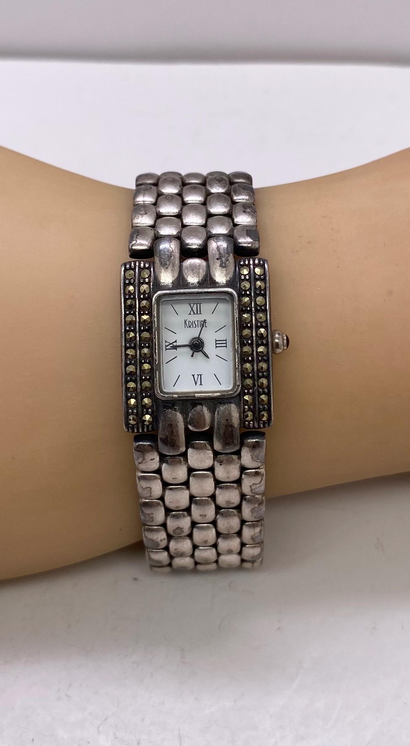 Vintage Kristine Oxidized Silver With Marcasite Stone  display picture 2