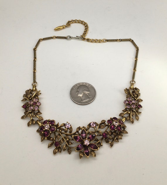 Vintage Coro Purple Rhinestone Necklace - image 4