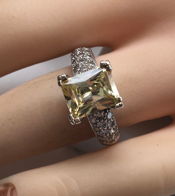 Sterling Silver Citrine & Cubic Zirconia Ring - image 2