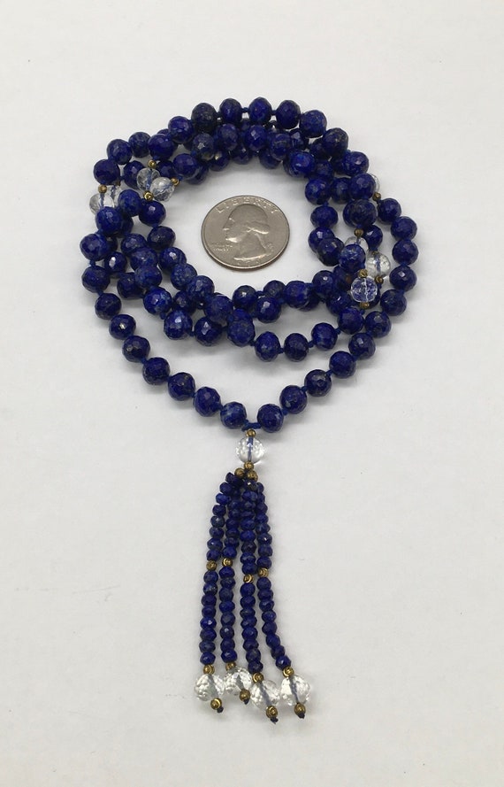 Vintage Blue Lapis Lazuli Faceted Bead Necklace - image 3