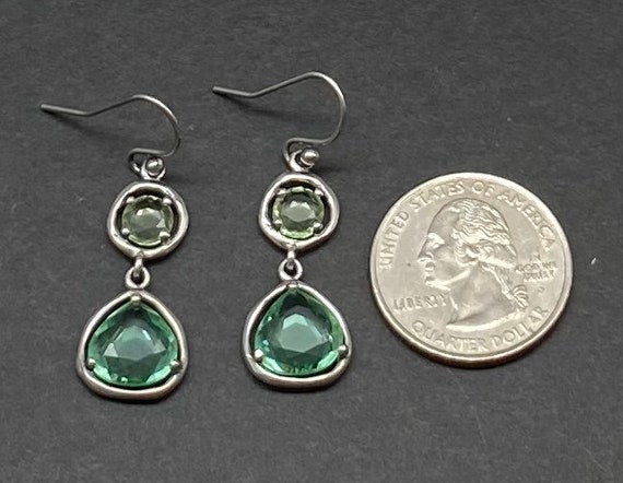 Vintage Sterling Silver & Gemstone Dangle Earrings - image 3