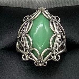 Carolyn Pollack 925 Sterling Silver Green Stone Ring Size 9.5