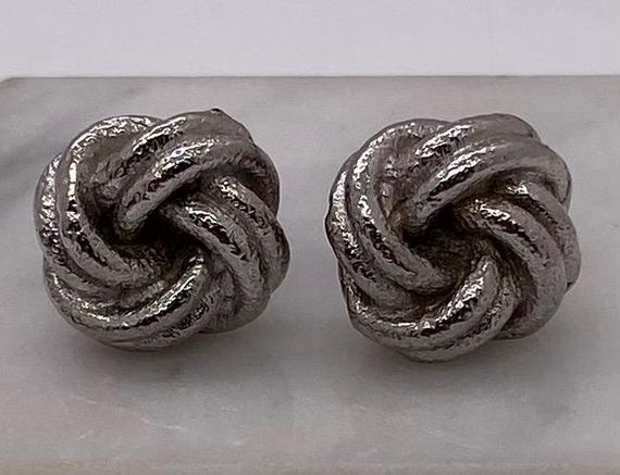 Vintage Art Deco Silver Tone Knot Cufflinks
