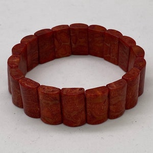 Vintage Natural Sponge Red Coral Stretch Bracelet