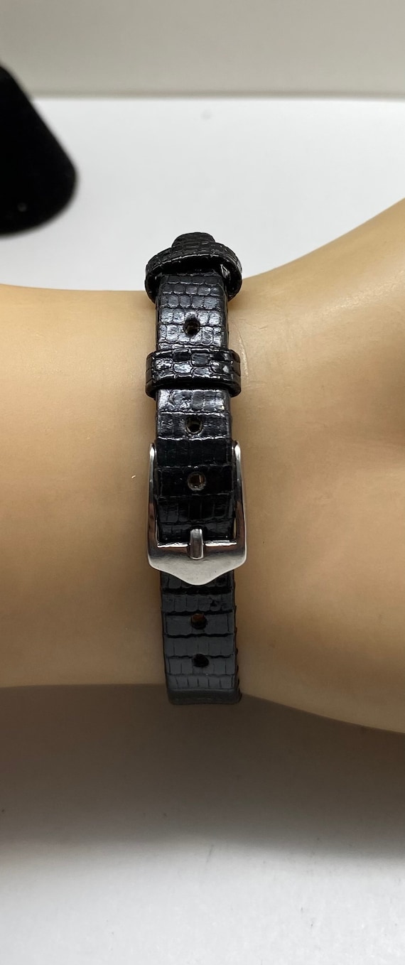 Rare Boma ladies 925 Sterling silver serpent black leather watch NEW BATTERY Rare Boma ladies 925 Sterling silver serpent black leather  main image 4