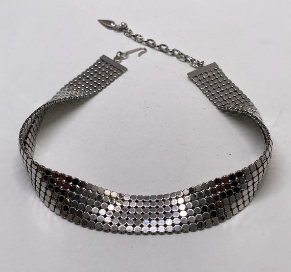 Vintage Jewelry Whiting Davis Silver Tone Shimmering Mesh Choker