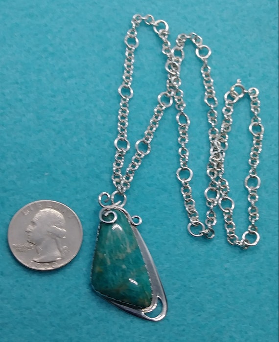 Vintage Jewelry Sterling Silver Apatite Stone Chu… - image 2