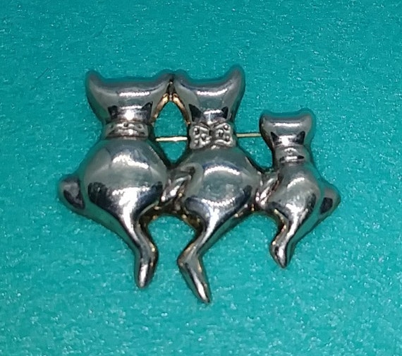 Vintage Cat Family Brooch Sterling Silver Pin Etsy France