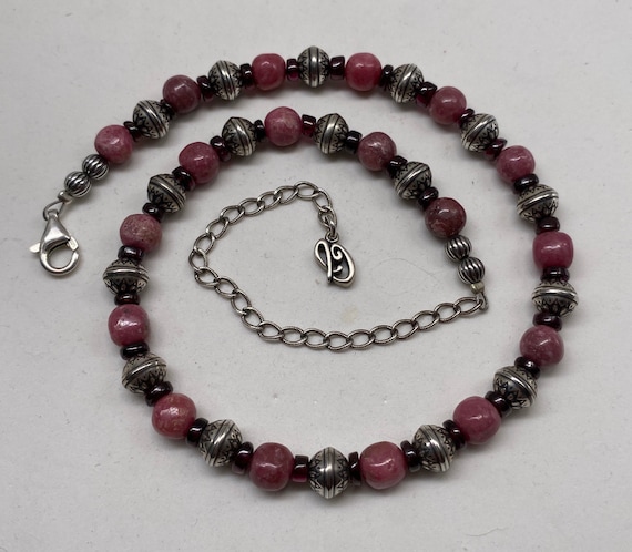 Carolyn Pollack Rhodochrosite & Garnet Stone Neck… - image 1