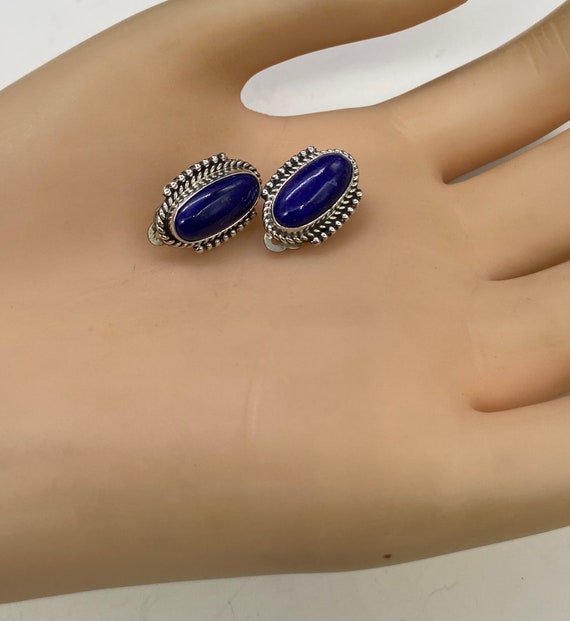 Vintage Art Deco Sterling Silver Blue Lapis Lazul… - image 3