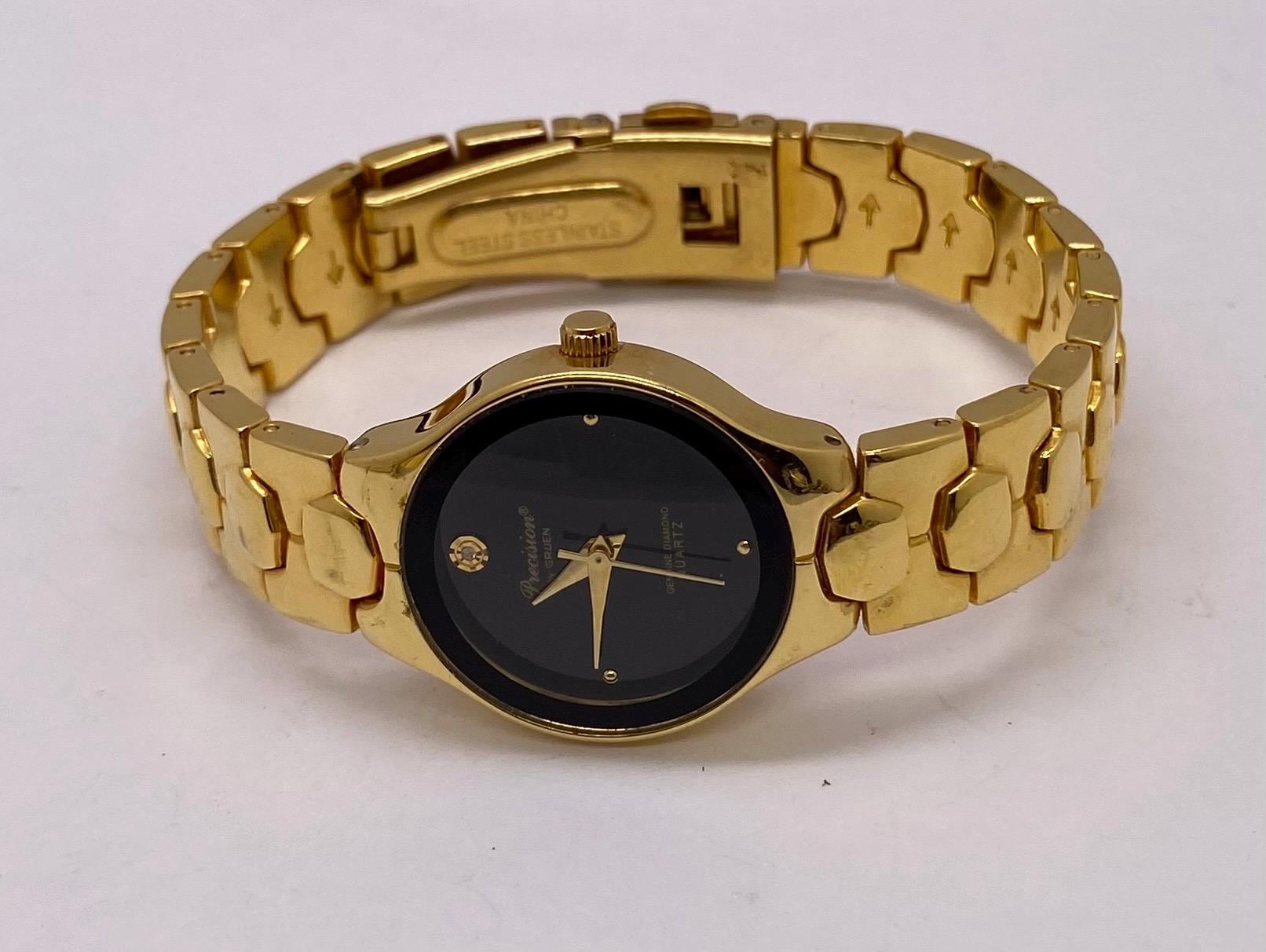 GRUEN PRECISION Diamond Quartz Gold Wristwatch with Reverse Bracelet Gruen Precision Watch Diamond - Etsy main image 2