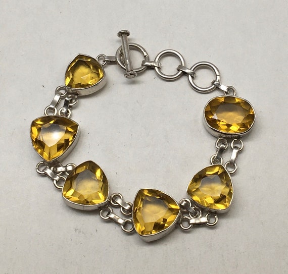 Vintage Sterling Silver Citrine Bracelet Etsy