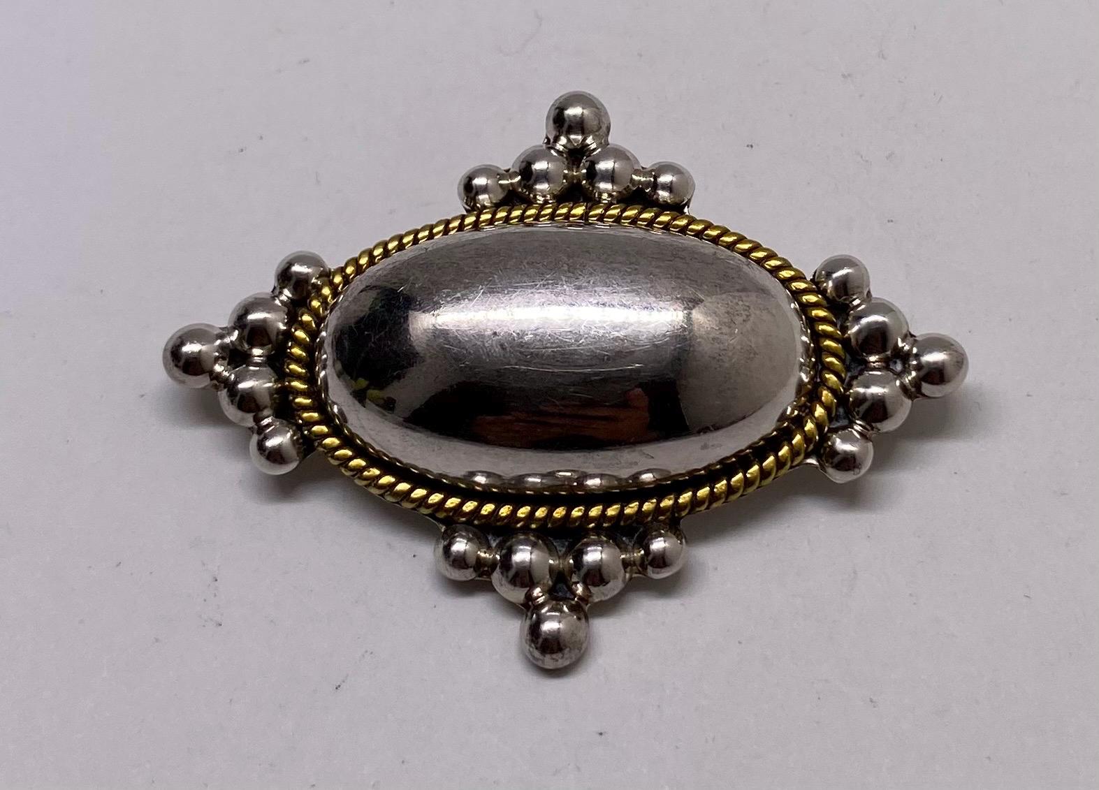 Ancienne Broche En Argent Massif Art Déco Nouveau créateur Mexique