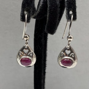 Sterling Silver & Garnet Dangle Earrings