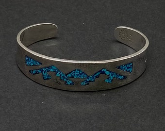 Taxco Turquoise Sterling Bracelet Clamper 57g 925 Silver Mexico