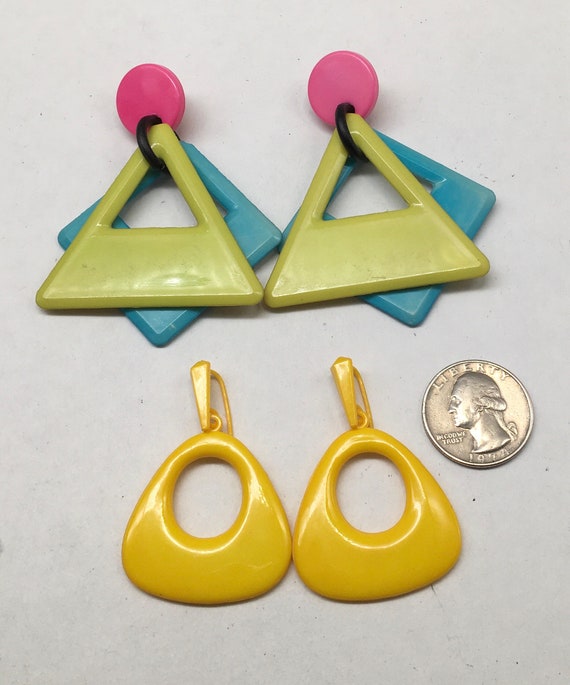 Vintage 80’s Geometric Dangle Earrings - image 3