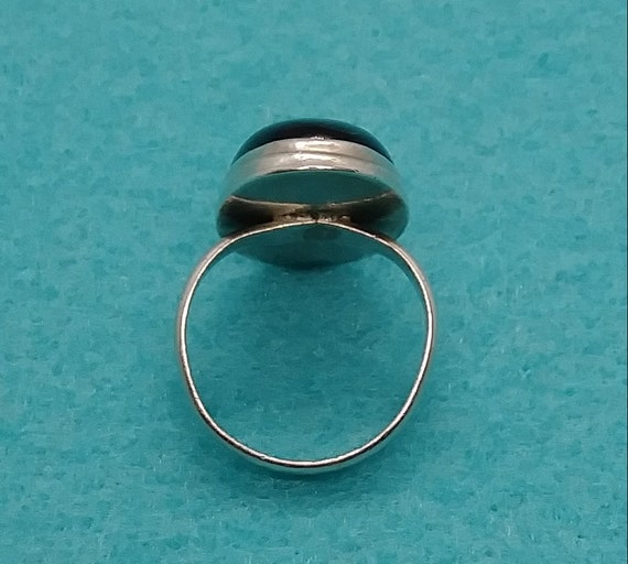 Vintage sterling silver huge black onyx ring - image 3