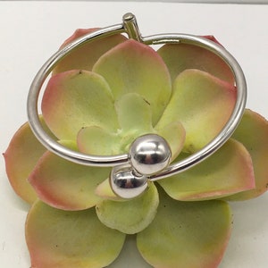 Vintage Sterling Silver Art Deco Ball Bead Bypass Cuff Bracelet