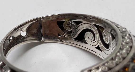 Vintage Brighton Silver & Multi Color Crystal Hinged Chunky  display picture 2