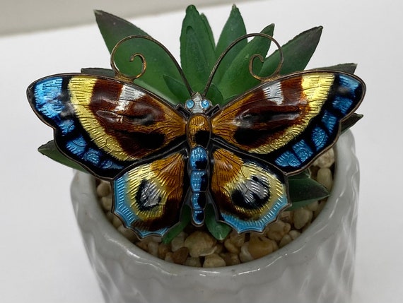 David Andersen Sterling Enameled Large Butterfly … - image 1