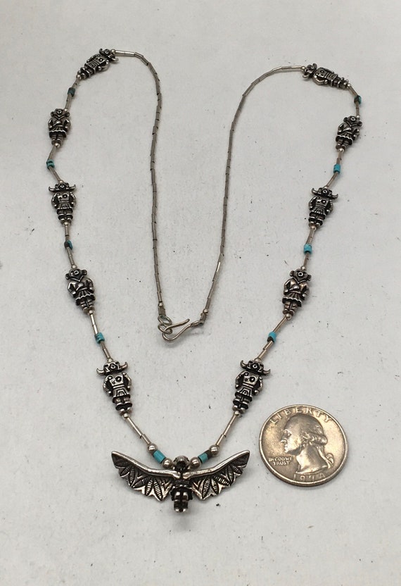 Native American Jewelry Rare Dancing Kachina Turquoise Vintage Navajo Sterling Silver Sharm Necklace Old Native American Jewelry Rare Dancing Kachina Turquoise Vintage Navajo Sterling Silver Sharm Necklace Old