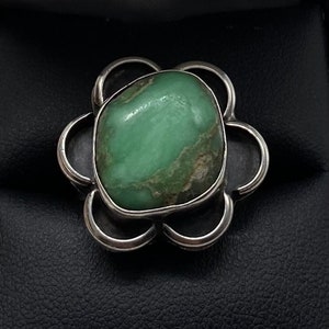 Oude pion Navajo Sterling Zilver & Groen Turquoise Chunk Ring Maat 7,75
