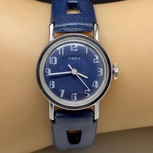 Vintage Timex Mechanical Blue Watch Classic Ladies Watch Etsy Ireland
