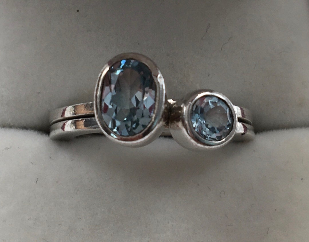 Vintage Sterling Silver Blue Topaz Stackable Puzzle Ring Size 7 - Etsy