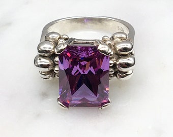Vintage Art Deco Sterling Silber Amethyst Ring Größe 7
