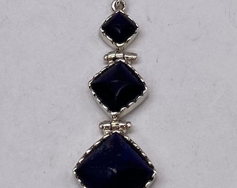 Vintage Sterling Silver Blue Lapis Lazuli Pendant