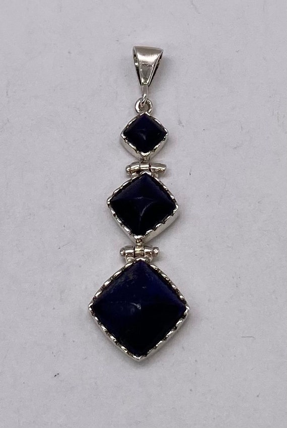 Vintage Sterling Silver Blue Lapis Lazuli Pendant