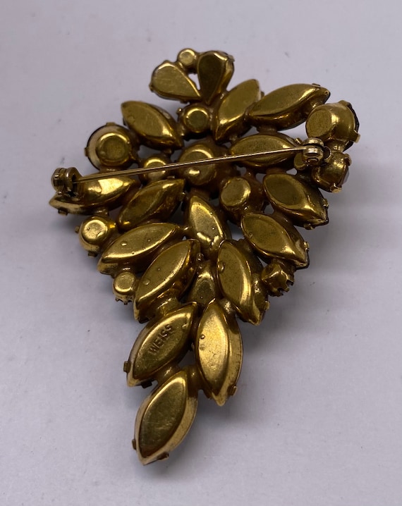 Broche Strass Couleur Vintage Années 80 - Neuf Vieux Stock (old New Stock), Acier, Blanc
